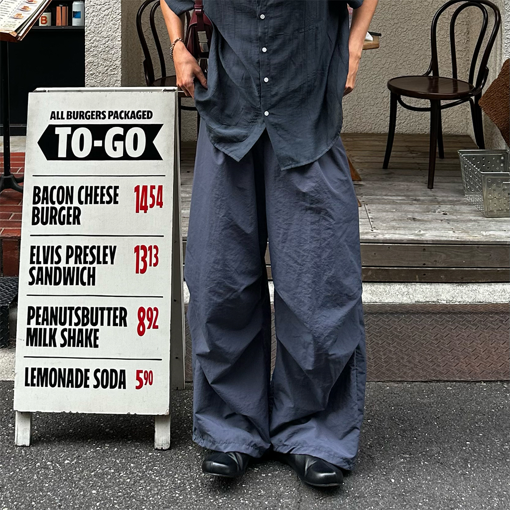 ピンタックワイドナイロンパンツ | ファッション通販サイト NUGU