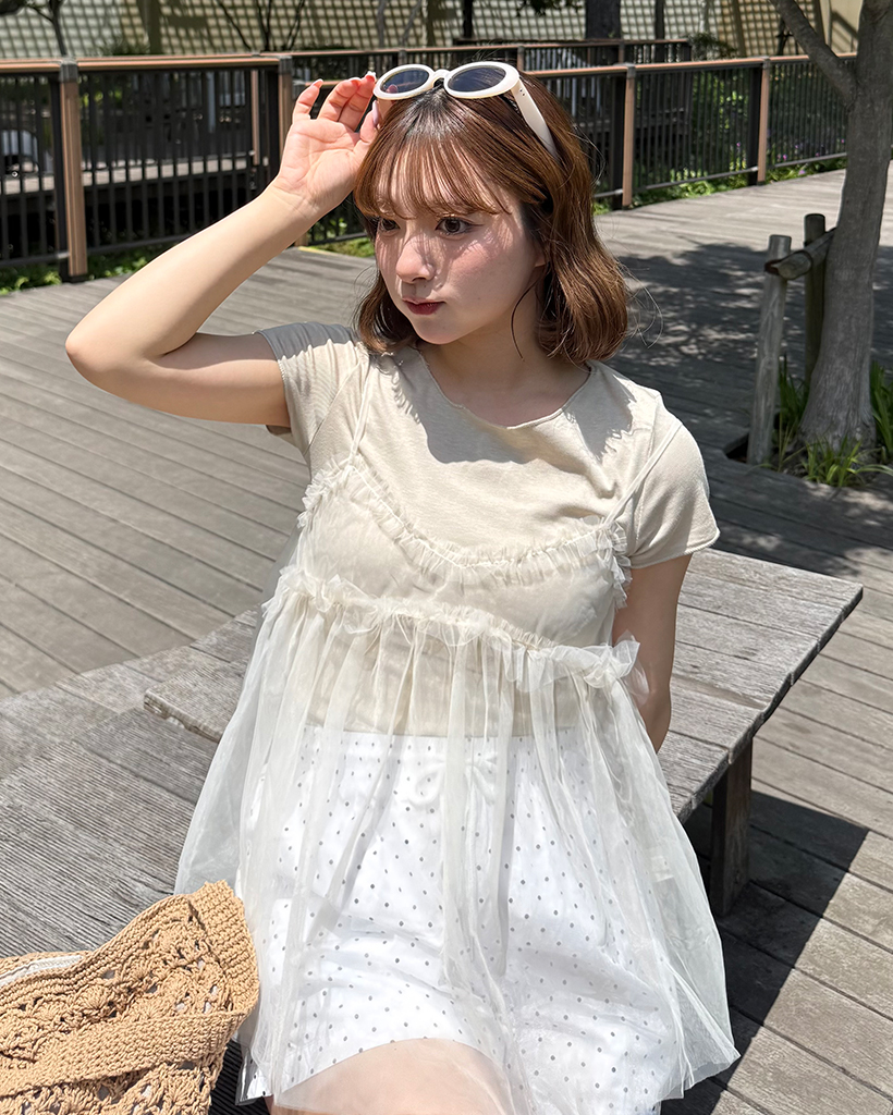 チュールキャミビスチェ&Ｔシャツセット