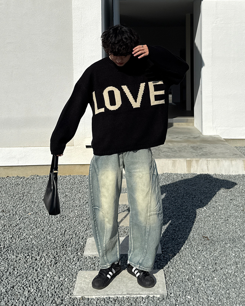 ユニセックス）アーチLOVEミドルゲージニットセーター | ファッション