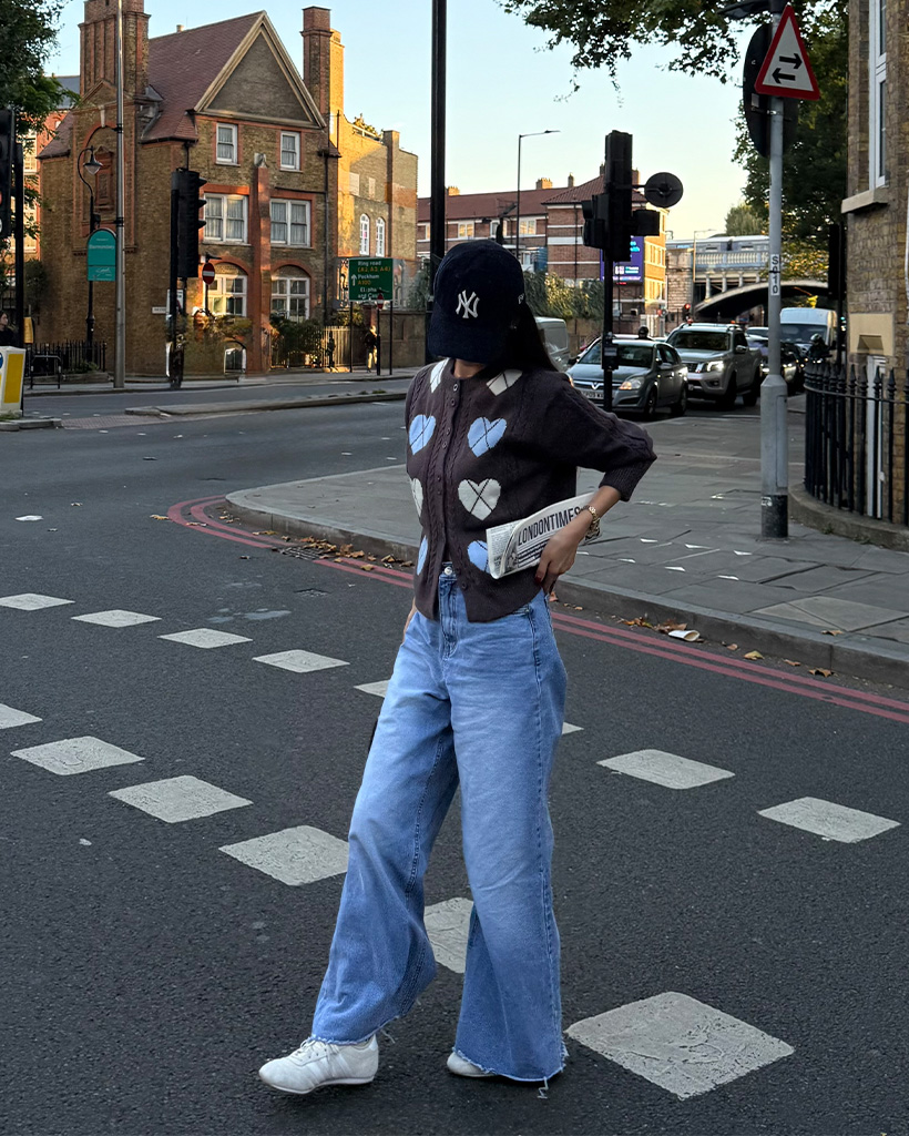 ハートアーガイルラウンドネックカーディガン | ファッション通販