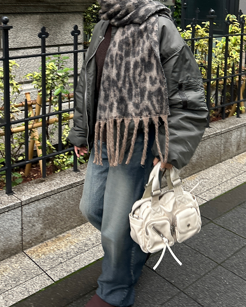 レオパードフリンジニットマフラー | ファッション通販サイト NUGU