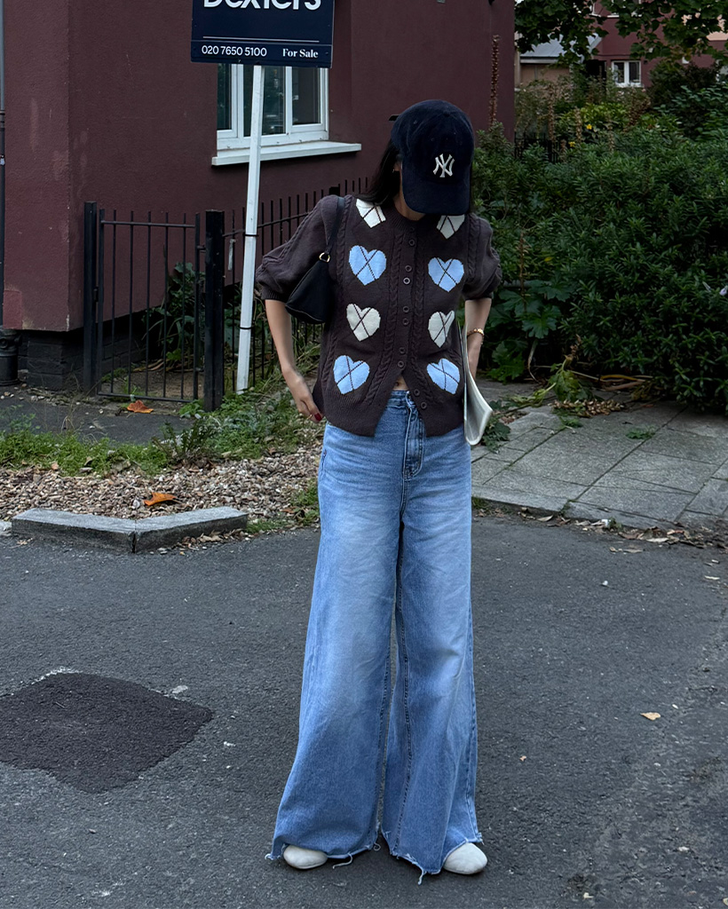 u♡ページ ハートアーガイルラウンドネックカーディガン | ファッション通販