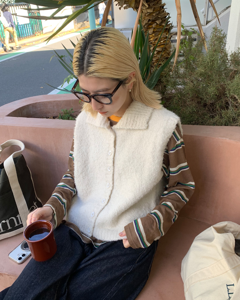 2WAYネックプードルニットベスト
