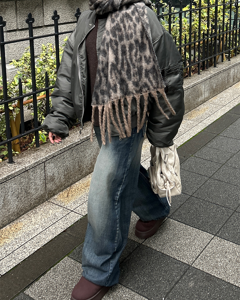 レオパードフリンジニットマフラー | ファッション通販サイト NUGU