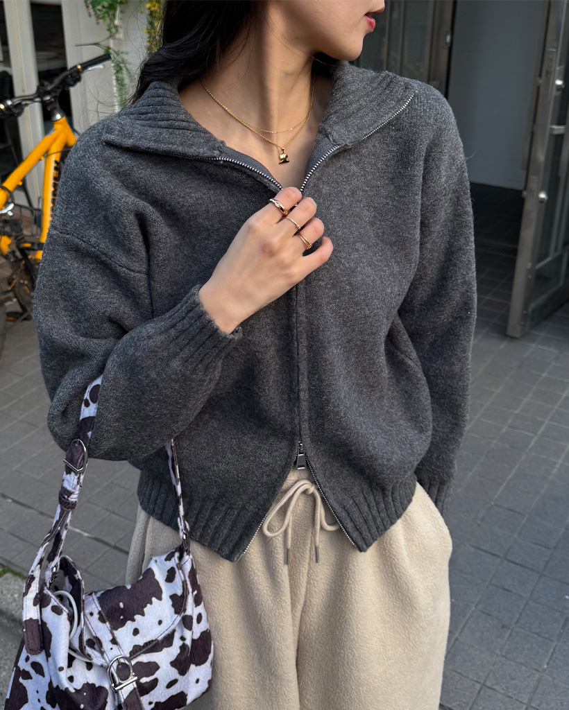 2wayニットジップアップ