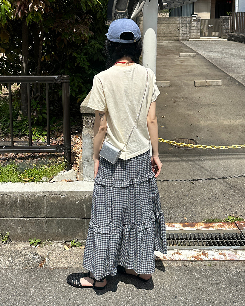 チェックティアードロングスカート | ファッション通販サイト NUGU