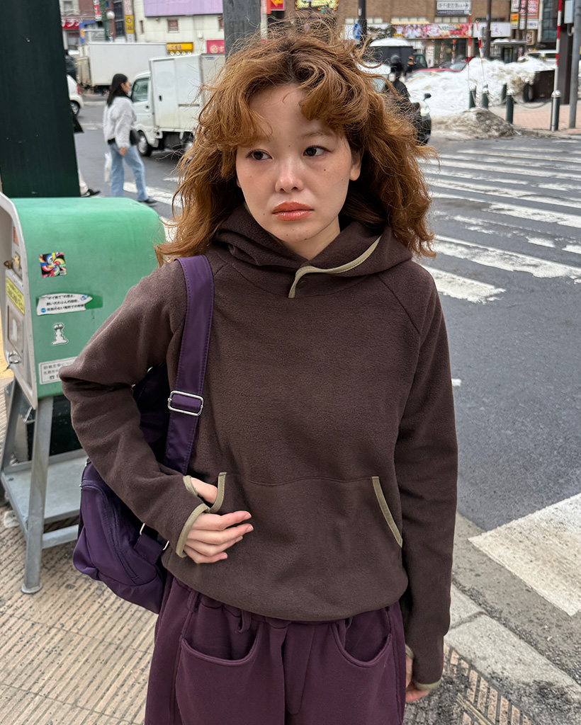 バイカラーポイントフリースパーカー