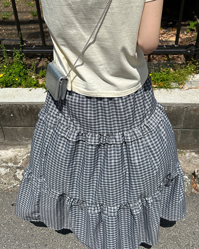 チェックティアードロングスカート | ファッション通販サイト NUGU