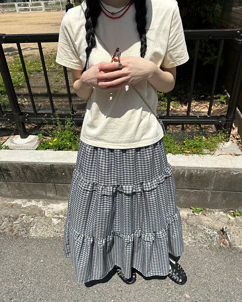 ＊JUPE CORR IDA フランス製 ロングスカート チェックティアードロングスカート | ファッション通販サイト NUGU