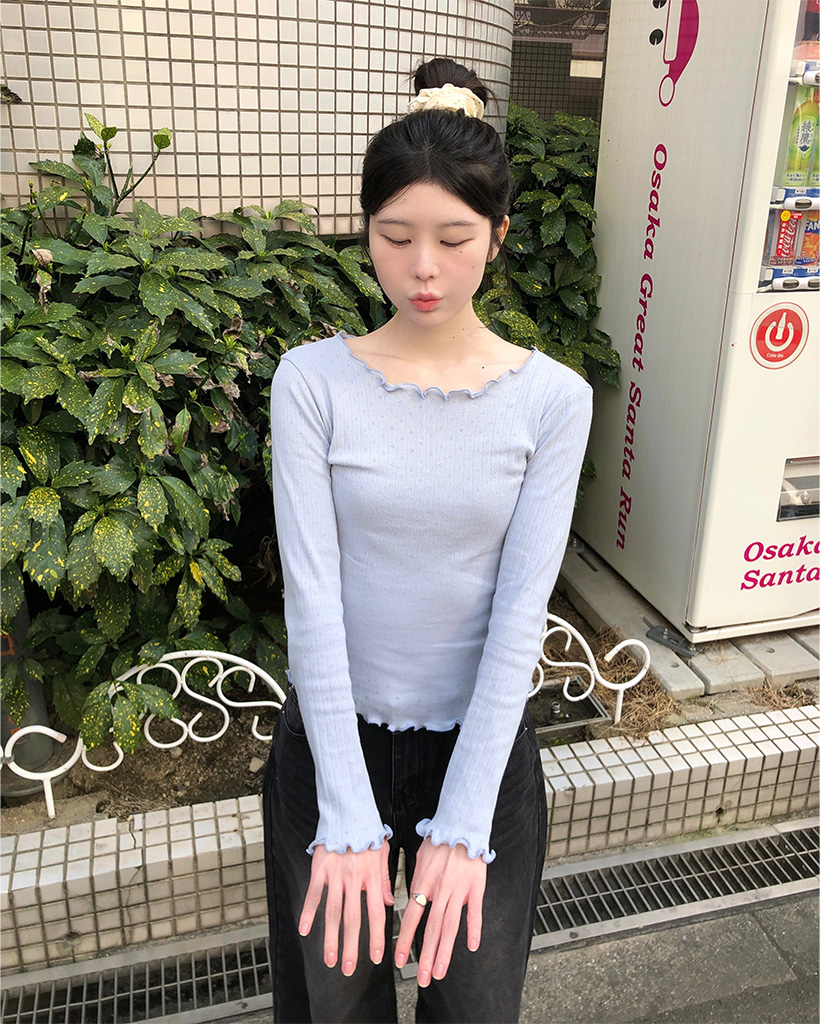 パンチングウェーブポイント長袖Tシャツ