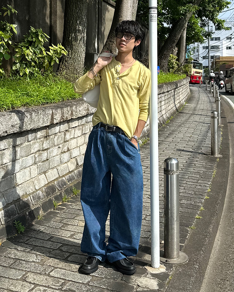 タック入りデニムワイドパンツ | ファッション通販サイト NUGU