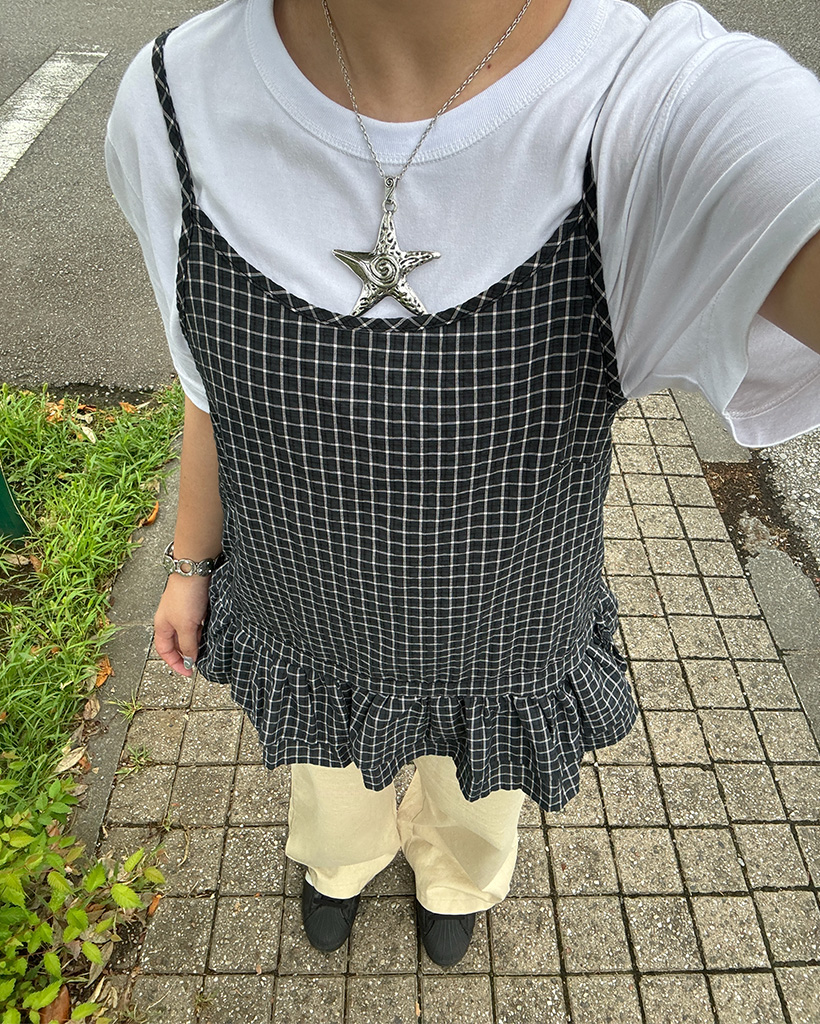 フリルディテールコットンワイドパンツ | ファッション通販