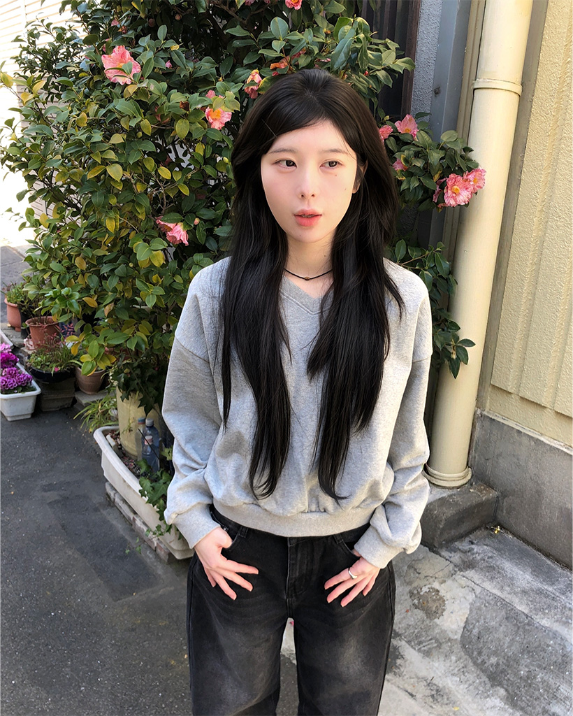 Vネックスウェットシャツ