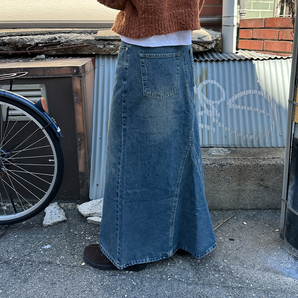 マキシスリットデニムロングスカート | ファッション通販サイト NUGU