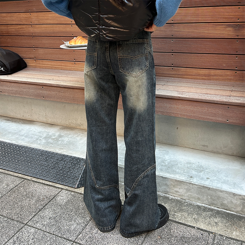 スリットポイントワイドデニムパンツ | ファッション通販サイト NUGU