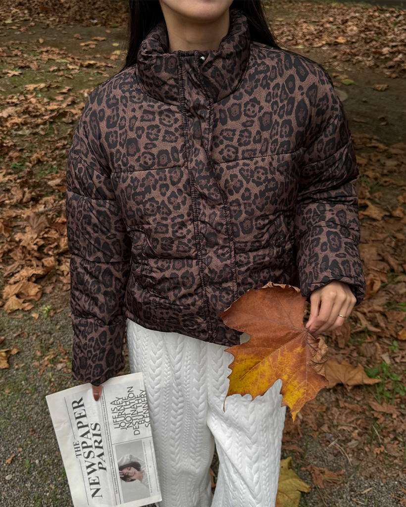 ユニークヒョウ柄ダウンジャケット | ファッション通販サイト NUGU