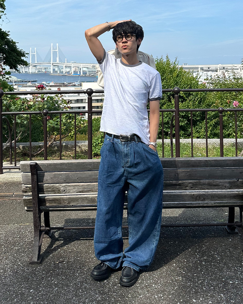 タック入りデニムワイドパンツ | ファッション通販サイト NUGU