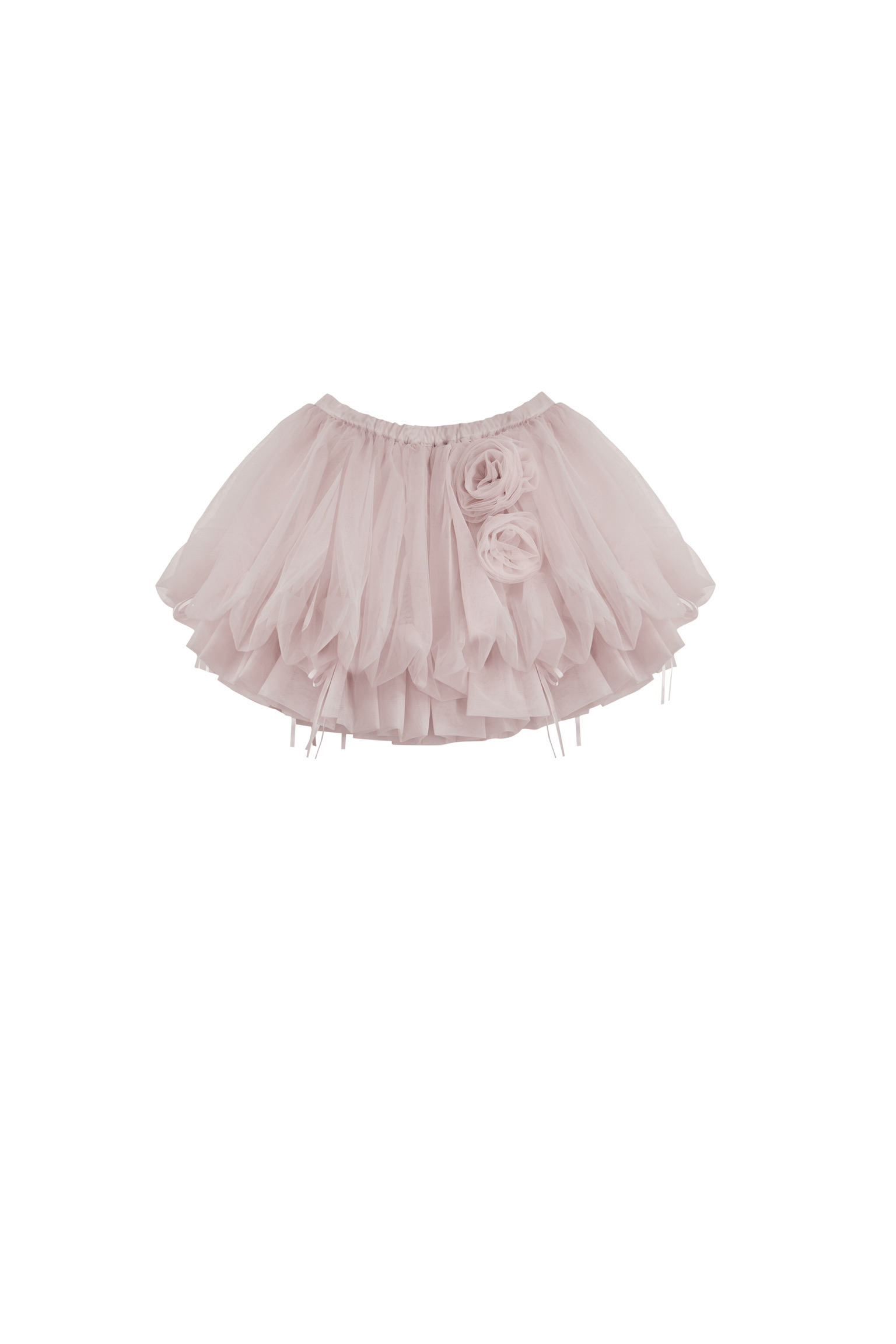 スカート Rose motif ribbon tulle skirt (long)pink Rose motif ribbon tulle skirt (long)pink