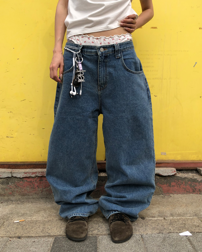 order ハーフデニム　パンツ　ルーズデニム　ジョーツ　Lサイズ サイドタック入りスリットデニムハーフパンツ | ファッション