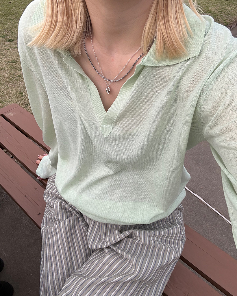 ディープジョニーカラーリネンシアープルオーバー