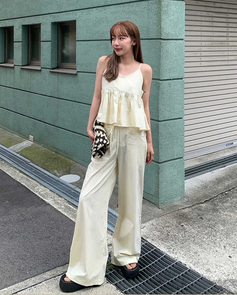 キャミソールワイドパンツセットアップ4色 シャーリンキャミソールワイドパンツセットアップ