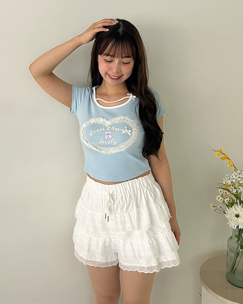 クロップドレーストリムTシャツ GAP｜(W)レーストリム ぺプラム クロップドトップス | Rakuten