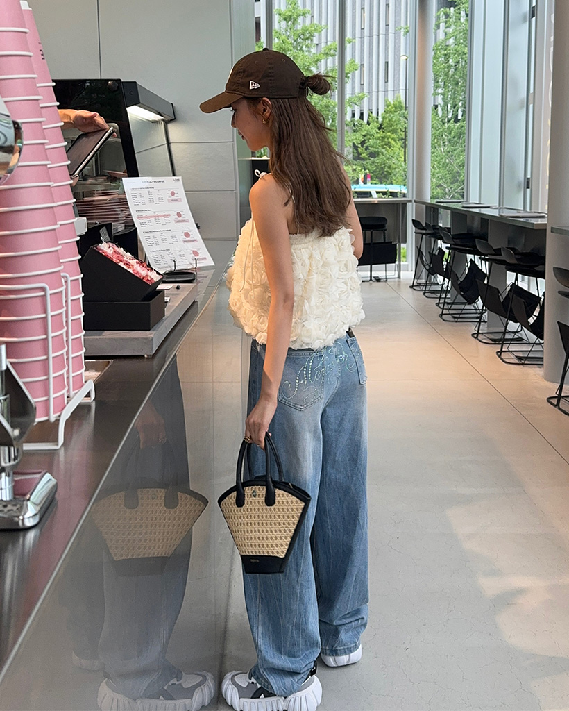 れお。ページ レタリングポイントデニムワイドパンツ | ファッション通販サイト NUGU