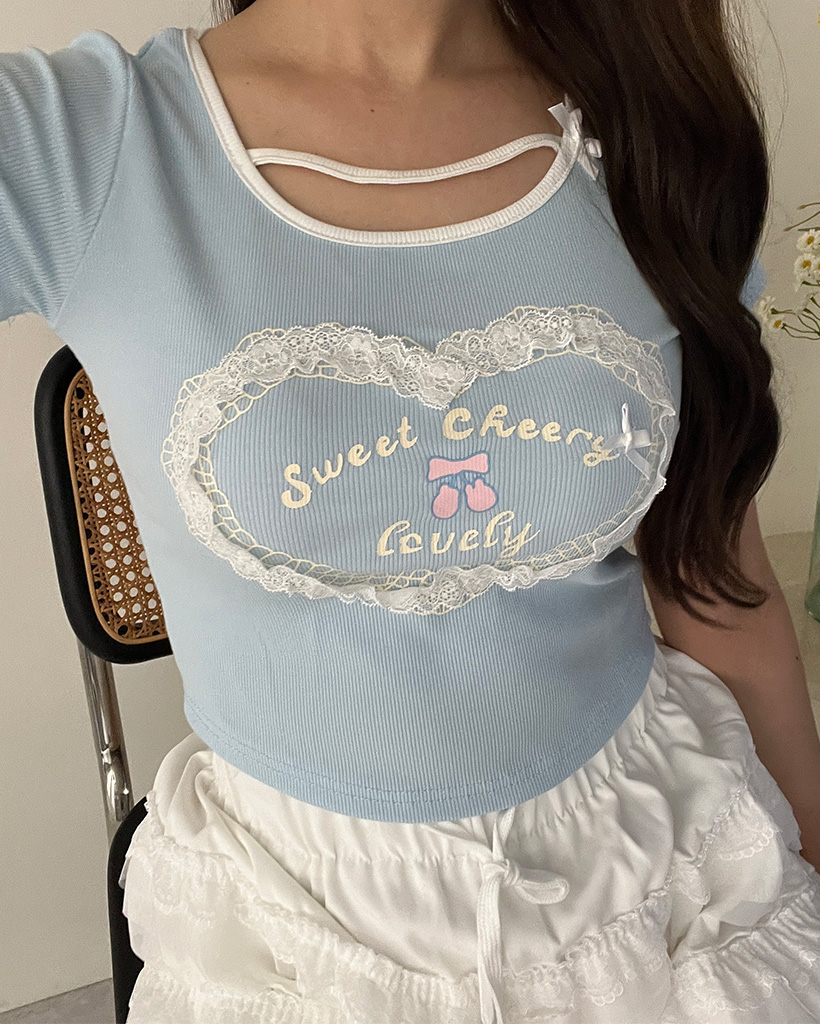 レースハートクロップドTシャツ | ファッション通販サイト NUGU