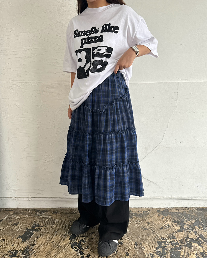 チェックフリルロングスカート | ファッション通販サイト NUGU