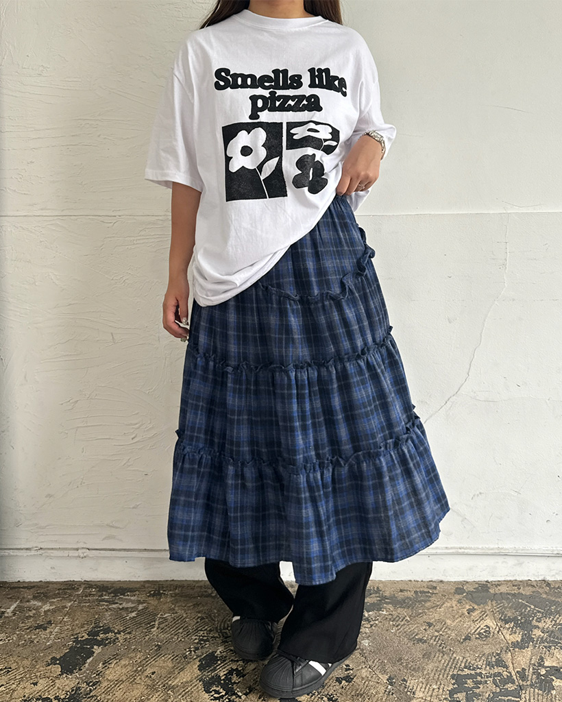チェックフリルロングスカート | ファッション通販サイト NUGU
