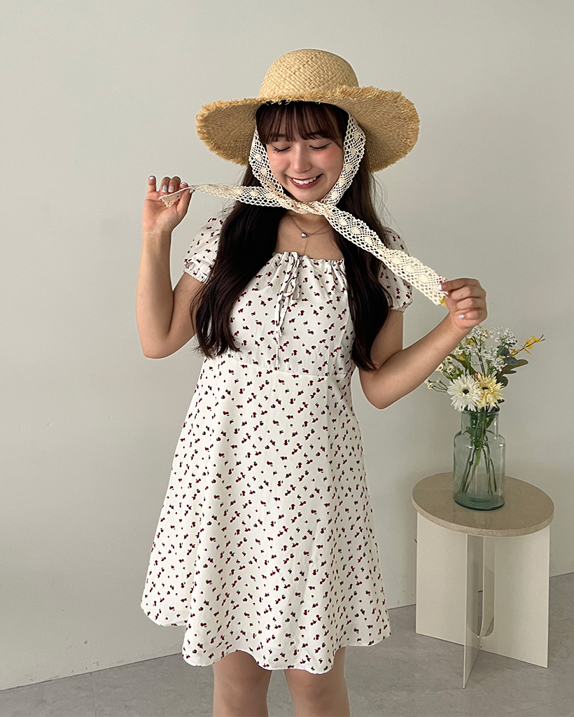 チェリーパターンミニワンピース | ファッション通販サイト NUGU