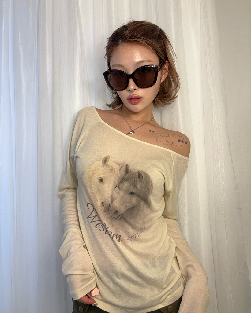 ダブルホースラグランショルダーロングTシャツ