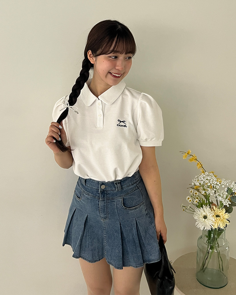 andmarry デニムプリーツスカート　ベージュ　Mサイズ andmarry デニムプリーツスカート ベージュ Mサイズ - メルカリ