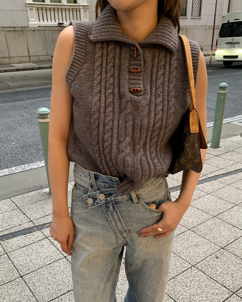 MASU MELANGEV-NECKVEST ニットベスト マルチカラー 46 MASU MELANGEV