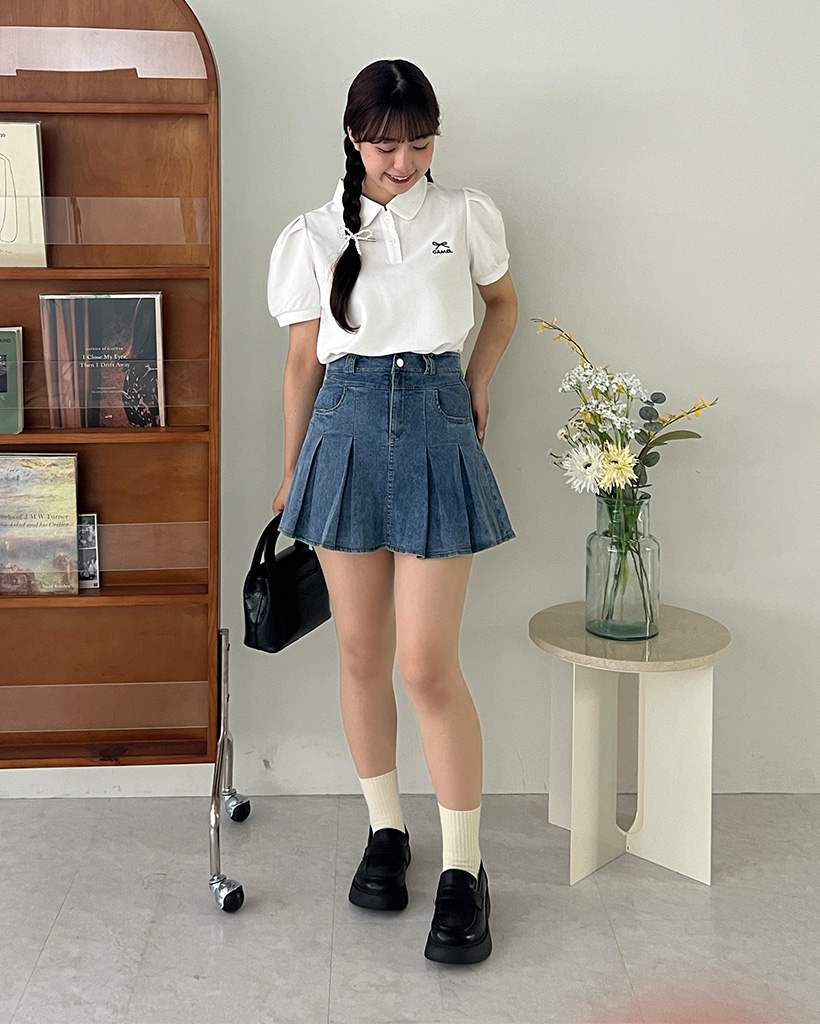 プリーツデニムミニスカート | ファッション通販サイト NUGU