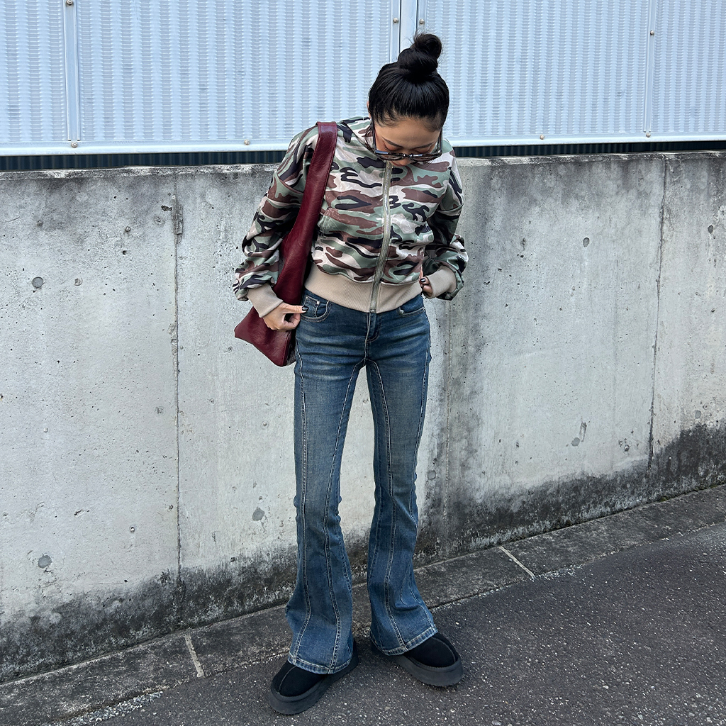 迷彩柄クロップドジップパーカー | ファッション通販サイト NUGU
