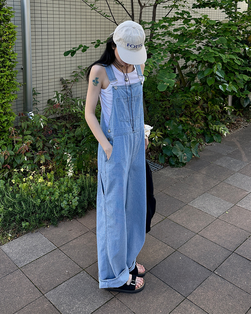 ネネット　パンツ　サスペンダー アットワン atONE 取り外せるサスペンダーデニムワイドパンツ