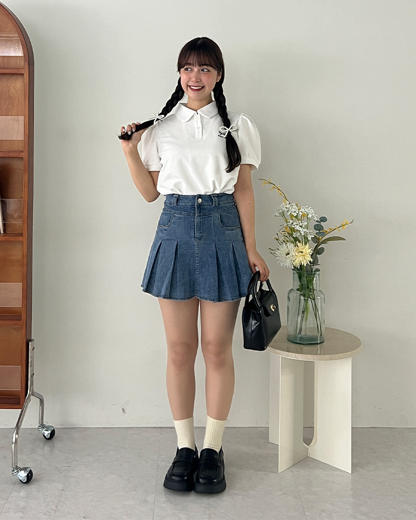 プリーツデニムミニスカート | ファッション通販サイト NUGU