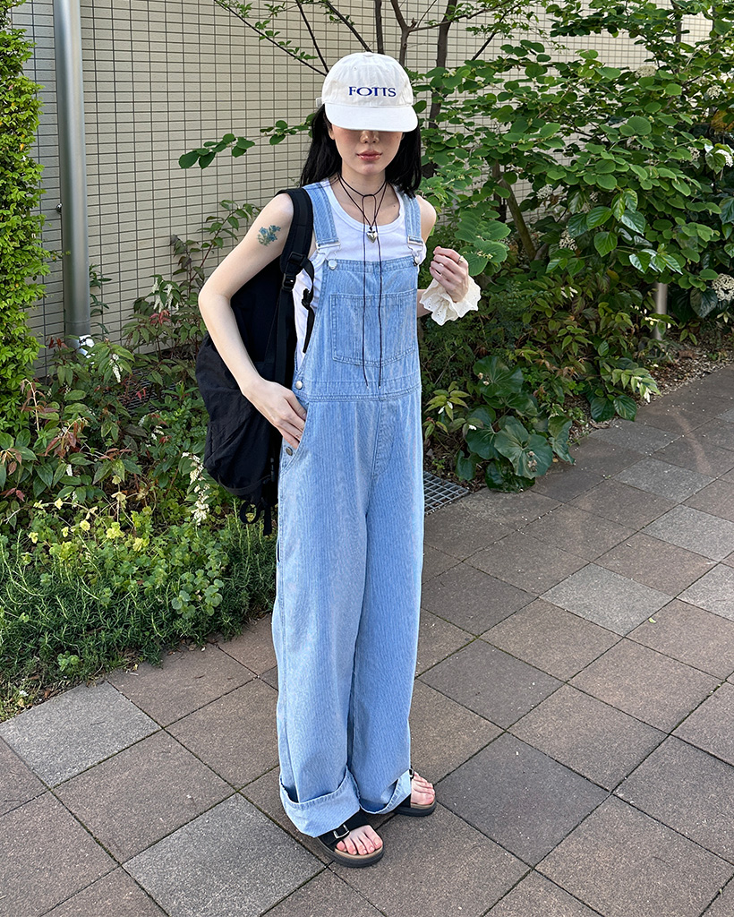 サスペンダーデニム ストライプデニムサスペンダーパンツ | ファッション通販サイト NUGU