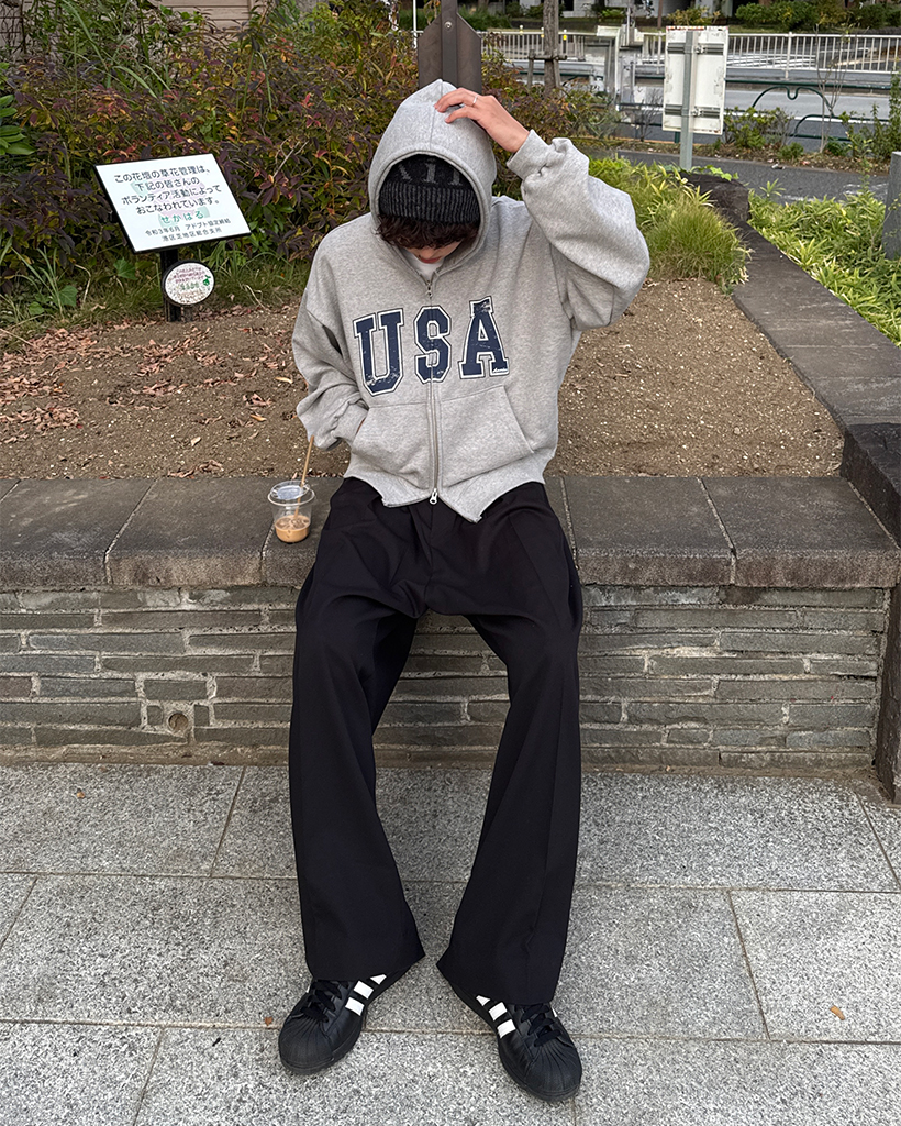 （ユニセックス）ピグメントUSAジップアップパーカー