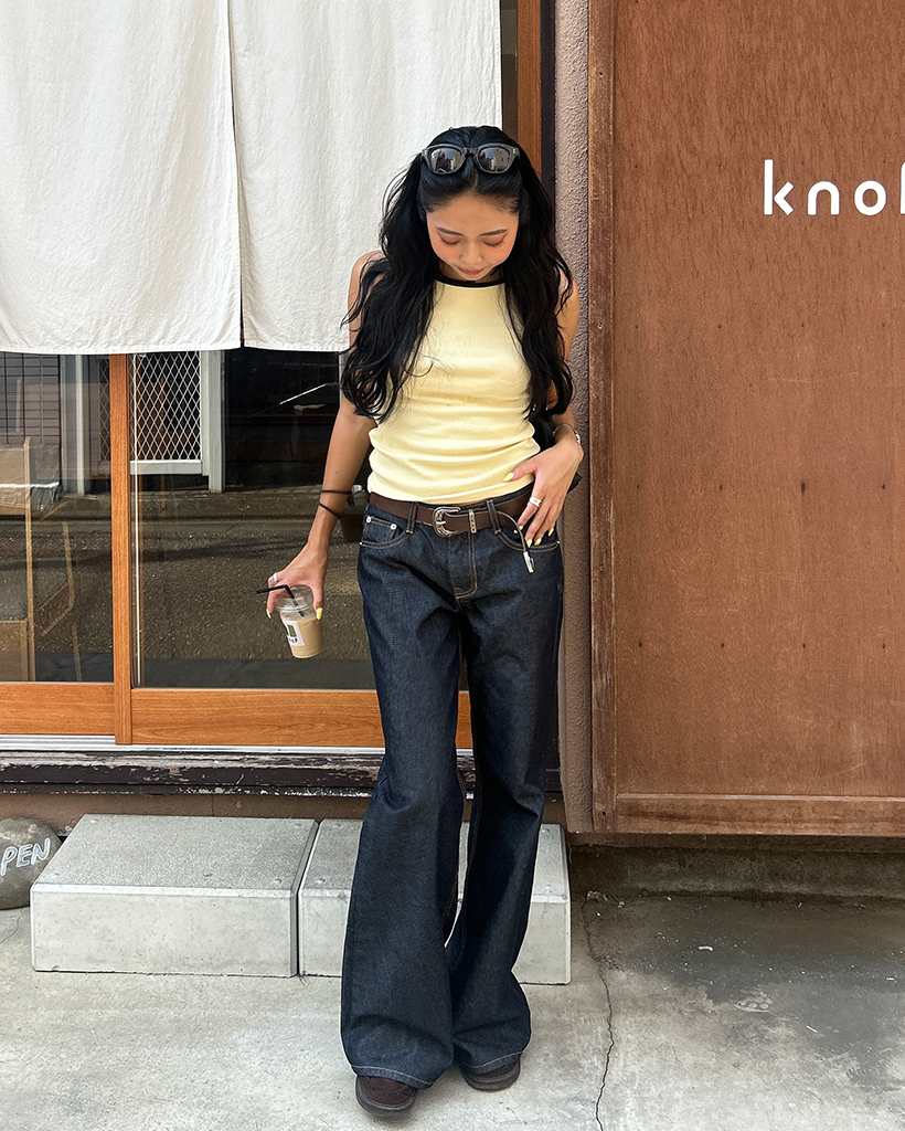 lig. リグドット ワイドフレアデニム ワイドフレアリジッドデニムパンツ | ファッション通販サイト NUGU