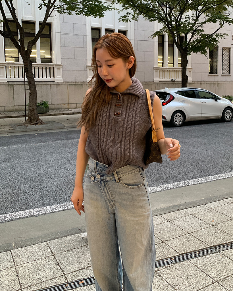 ケーブルカラーニットベスト | ファッション通販サイト NUGU