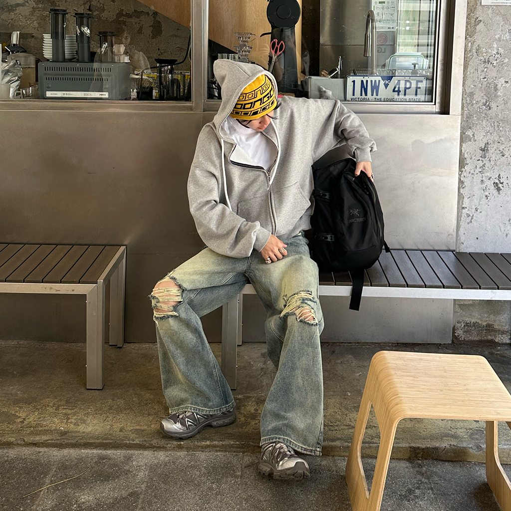 ヴィンテージスリットダメージデニムパンツ | ファッション通販