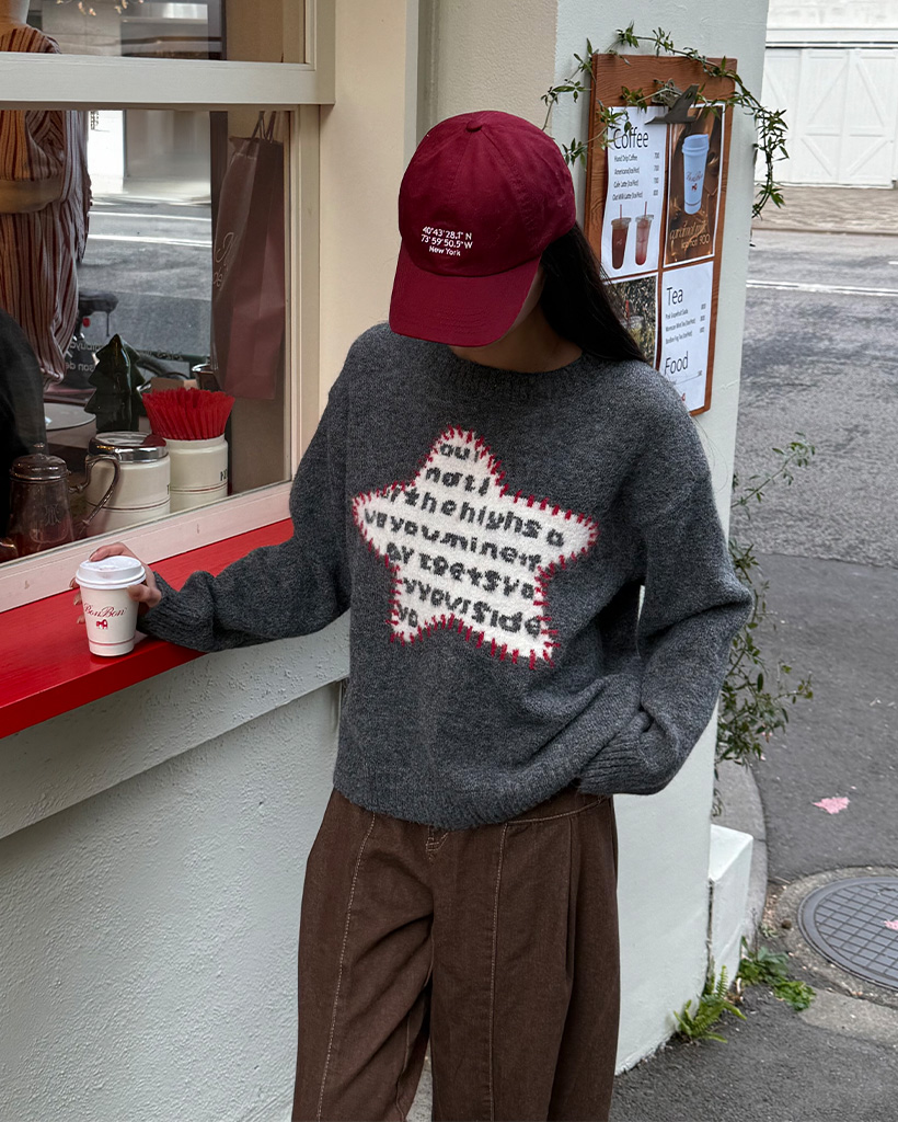 レタリングスターポイントニット