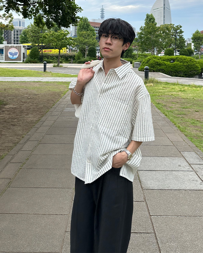 半袖ストライプシャツ ストライプパターン半袖シャツ | ファッション通販サイト NUGU