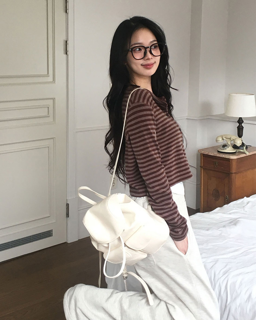 ORIGINAL) ジブリ、ストライプクロップドカーディガン