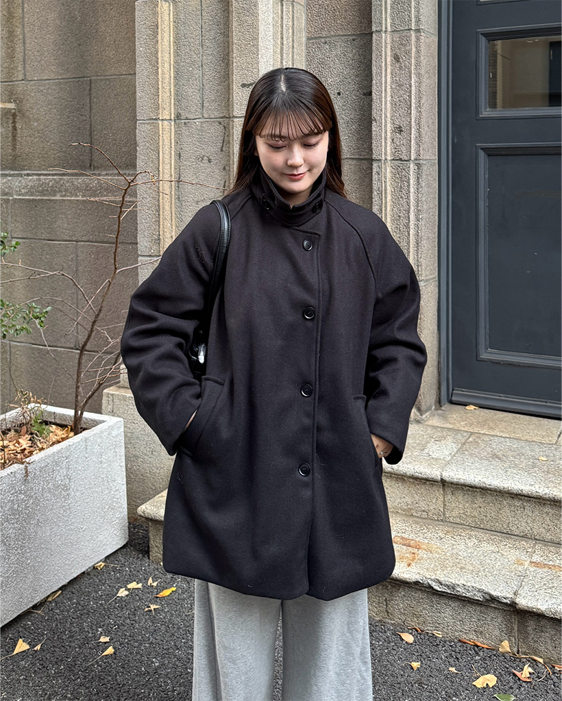 カラーハーフウールコート