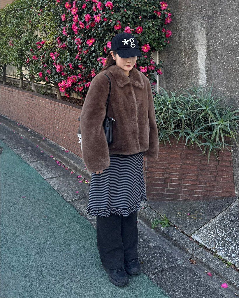 ボーダーフリルスカート レイヤードパンツ