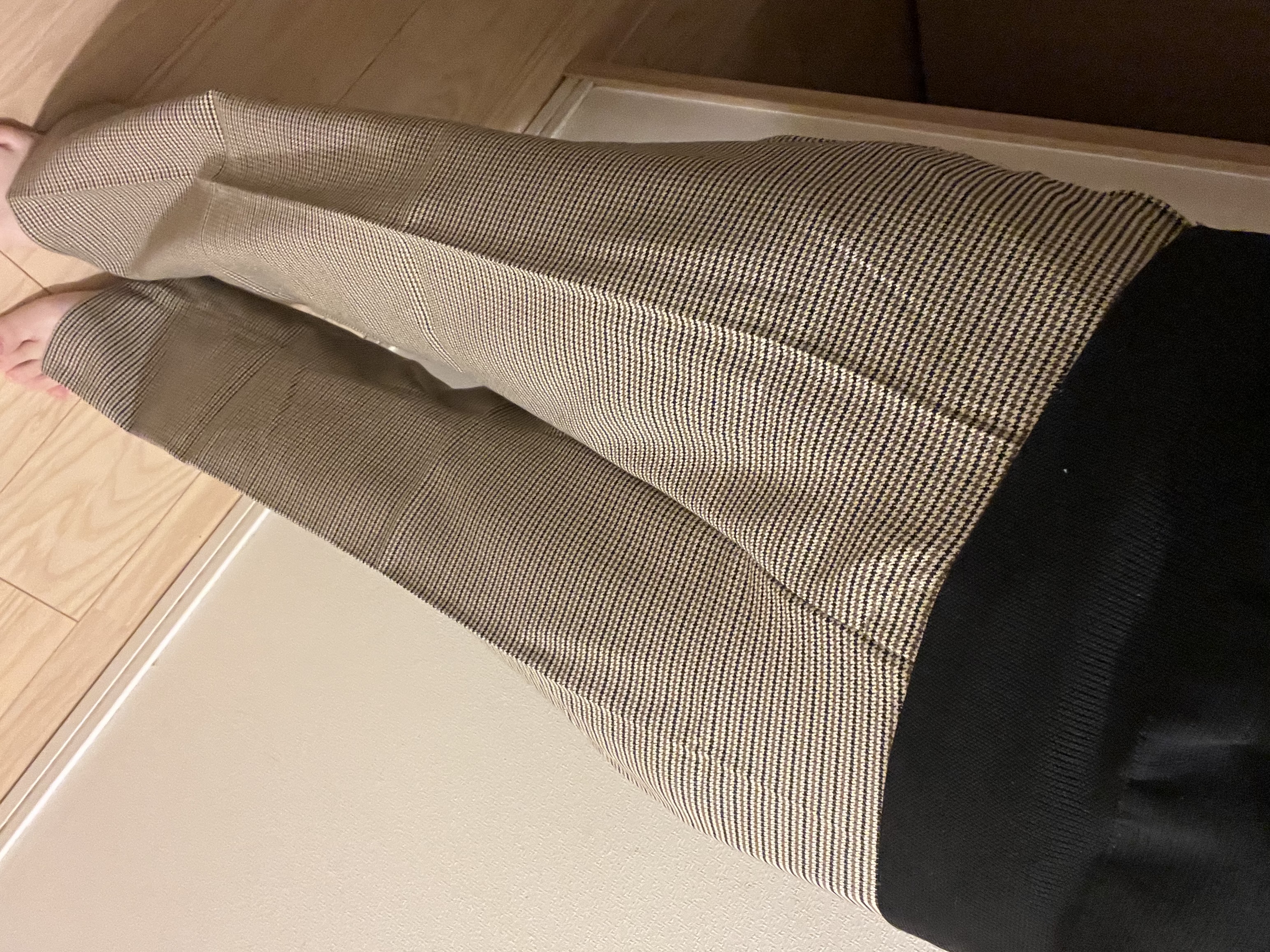 ORIGINAL) チェックピンタックセミワイドスラックス | ファッション