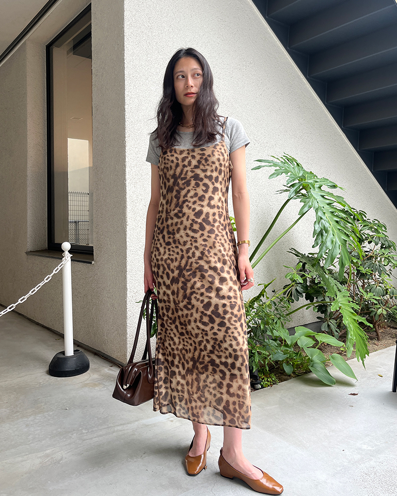 Sea New York レオパード柄 フリル パフスリーブ ロングワンピース 3cda6fce39a8d45295ba90d20d33c4